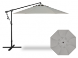 10 FOOT CANTILEVER UMBRELLA SILVER LINEN WITH BLACK POLE