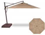 13 FOOT CANTILEVER UMBRELLA AND BASE, SESAME WITH BRONZE POLE