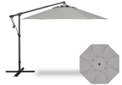11.5 FOOT CANTILEVER UMBRELLA AND BASE, CAST SILVER WITH BLACK POLE