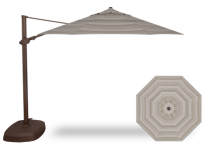 11.5 FOOT CANTILEVER UMBRELLA AND BASE, TRUSTED FOG WITH BLACK POLE