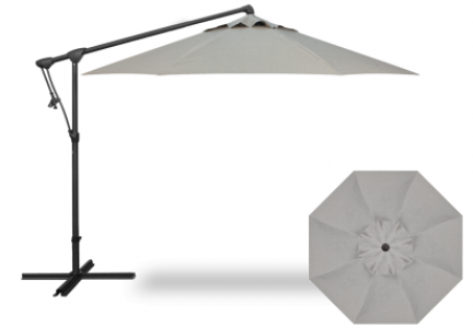 11.5 FOOT CANTILEVER UMBRELLA AND BASE, CAST SILVER WITH BLACK POLE