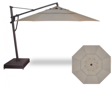 13 FOOT CANTILEVER UMBRELLA AND BASE, CAST ASH WITH BLACK POLE